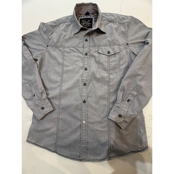 Drill Other - Drill Clothing Company Mens Small Blue White Striped Roll Tab Button Down Shirt